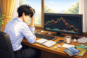 株式投資_悩む男性